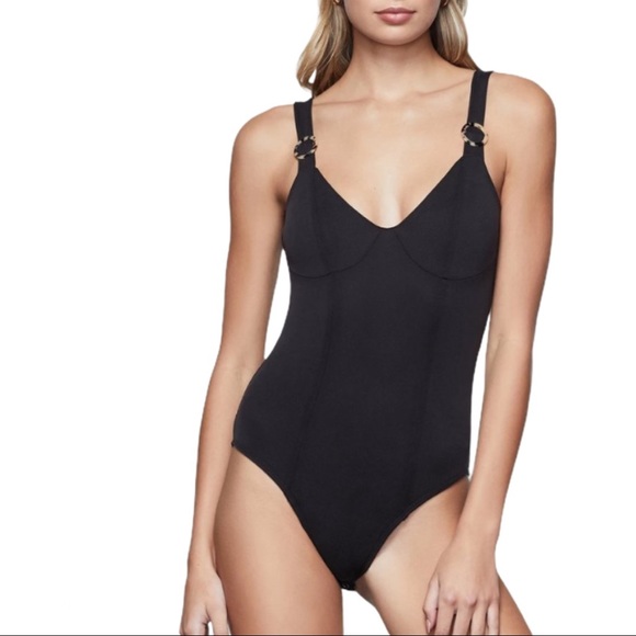 GOOD AMERICAN Black Tortoise Ring Corset Top SMALL - Picture 3 of 10